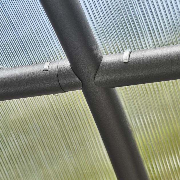 Abris vélos dôme 6 vélos + 2 scooters / motos avec bardage jonction toit