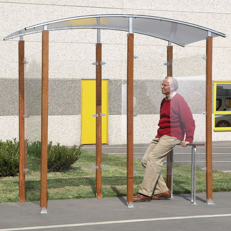 Abris fumeurs isolé + 1 banc version bois 2 m² mannequin Abris fumeurs isolé + 1 banc version bois 2 m² mannequin