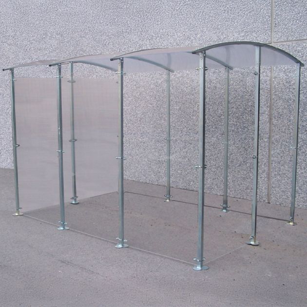 Abris fumeurs isolé + 1 banc version métal zingué 6m