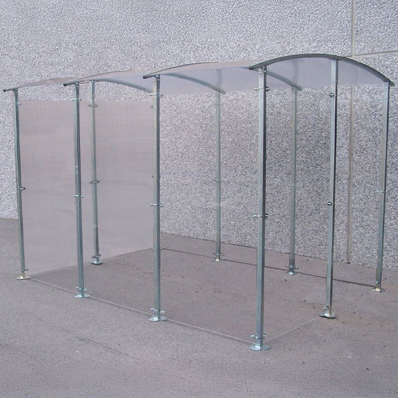 Abris fumeurs isolé + 1 banc version métal zingué 6m