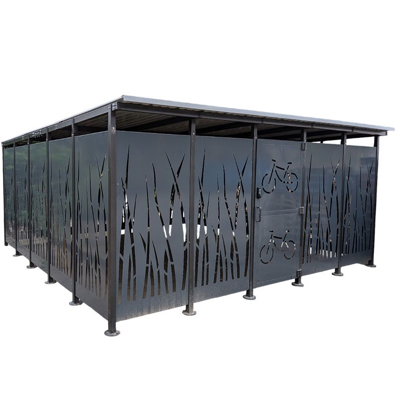 Abri Cubique - Modèle Roseau 3 x 5 m coté 32 vélos