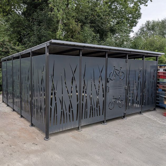 Abri Cubique - Modèle Roseau 3 x 5 m ambiance coté 32 vélos