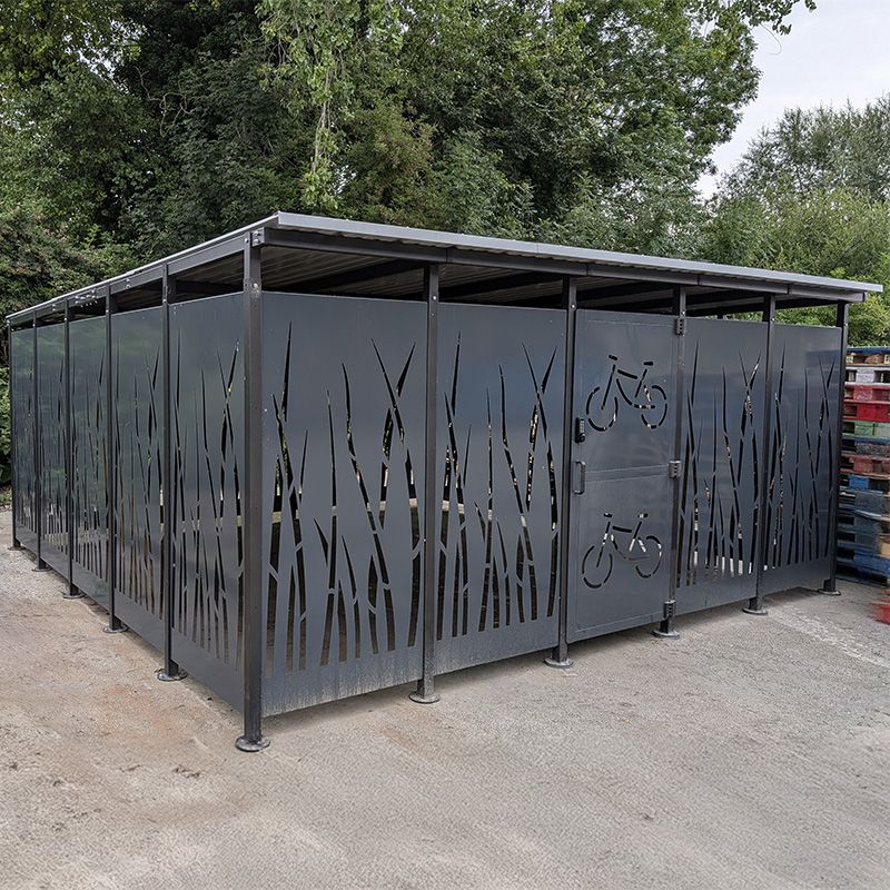 Abri Cubique - Modèle Roseau 3 x 5 m ambiance coté 32 vélos