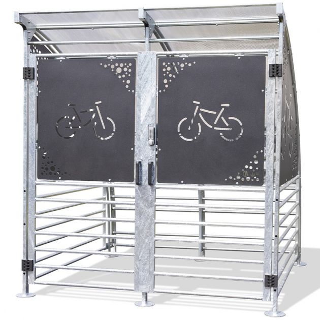 Abri sécurisé 6 vélos ou 3 vélos + 2 scooter avec bardage face fermé