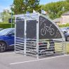 Abri sécurisé 6 vélos ou 3 vélos + 2 scooter avec bardage ambiance parking