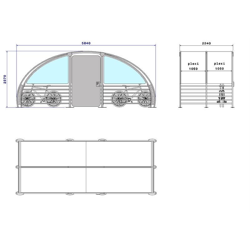 Abri sécurisé 12 vélos fermé dimensions