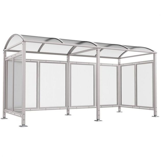 Abri vélos Voûte "M" avec bardages polycarbonate + extension gris