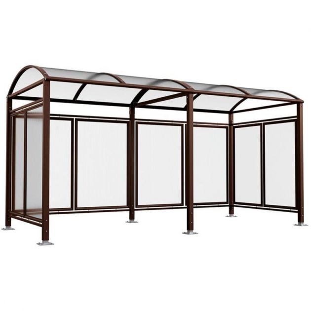 Abri vélos Voûte "M" avec bardages polycarbonate + extension marron