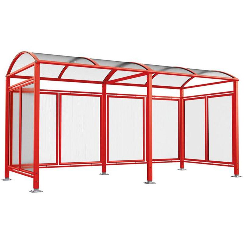 Abri vélos Voûte "M" avec bardages polycarbonate + extension rouge