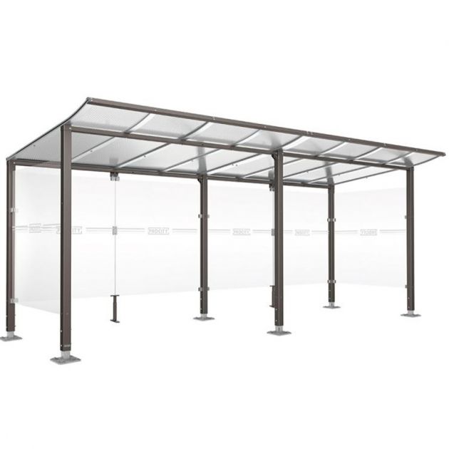 Abri velo 12 places avec toit courbé et bardages gris anthracite