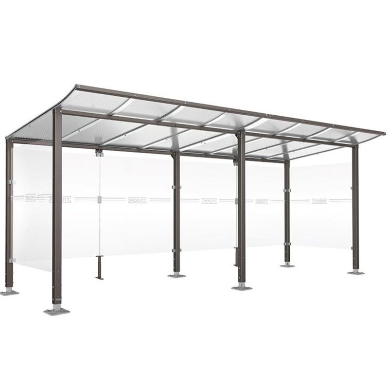 Abri velo 12 places avec toit courbé et bardages gris anthracite