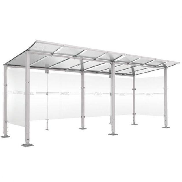 Abri velo 12 places avec toit courbé et bardages gris