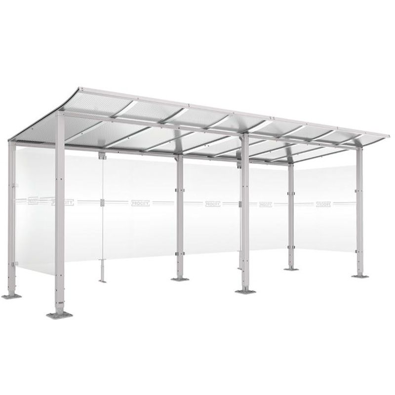 Abri velo 12 places avec toit courbé et bardages gris