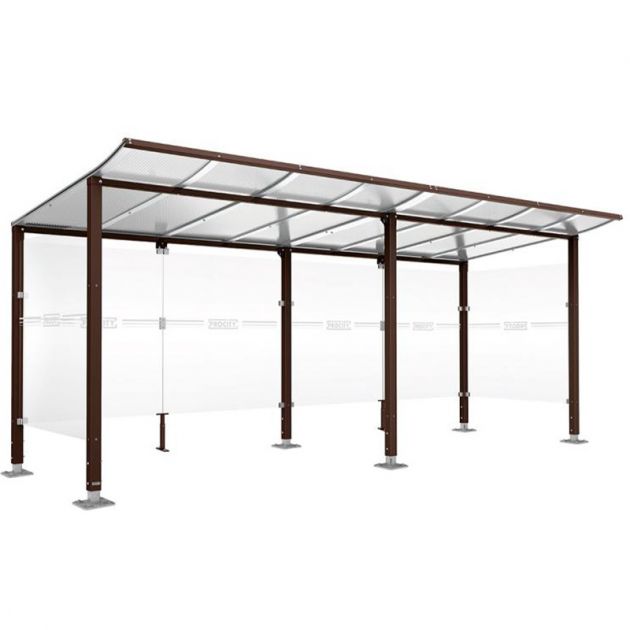 Abri velo 12 places avec toit courbé et bardages marron