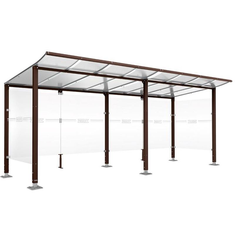 Abri velo 12 places avec toit courbé et bardages marron