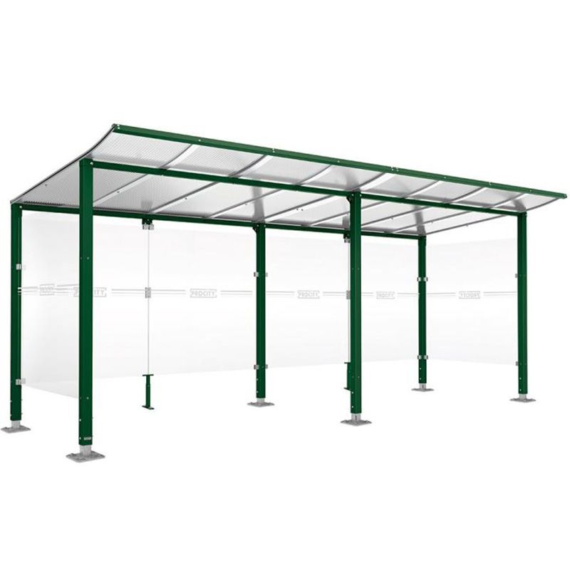 Abri velo 12 places avec toit courbé et bardages vert