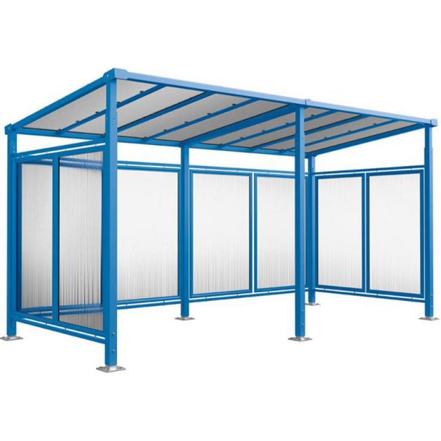 Abri vélos Milan avec bardage de fond et latéraux + 1 extension bleu