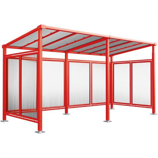 Abri vélos Milan avec bardage de fond et latéraux + 1 extension rouge