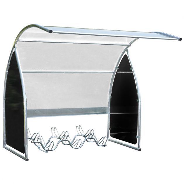 Abri velo 6 places demi lune noir