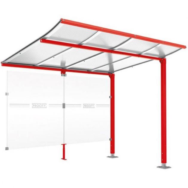 Extension abri vélo Modulo avec bardage rouge