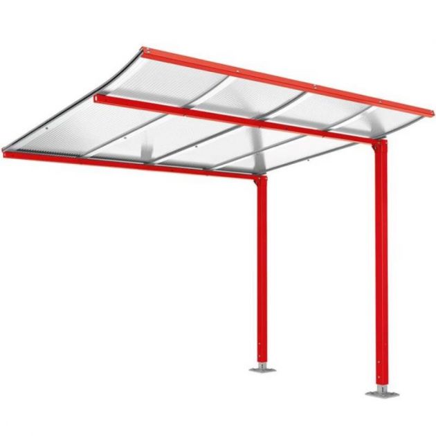 Extension abri vélo Modulo sans bardage rouge