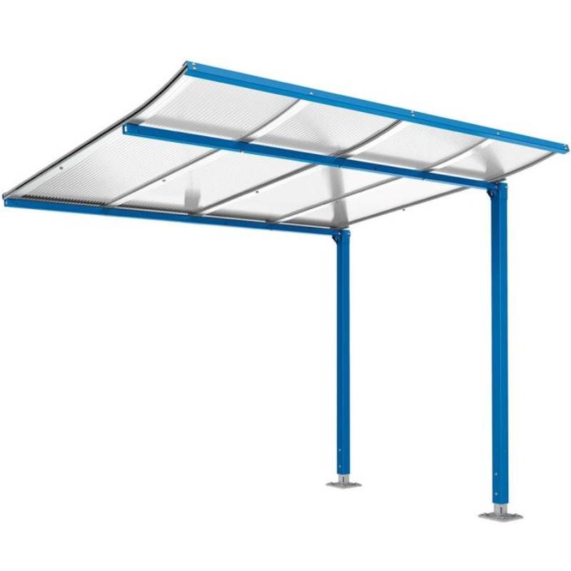 Extension abri vélo Modulo sans bardage bleu