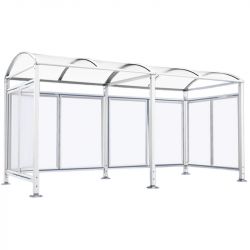 Abri vélos Voûte "M" avec bardages polycarbonate + extension blanc