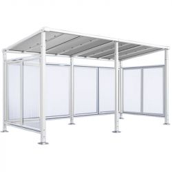 Abri vélos Milan avec bardage de fond et latéraux + 1 extension blanc