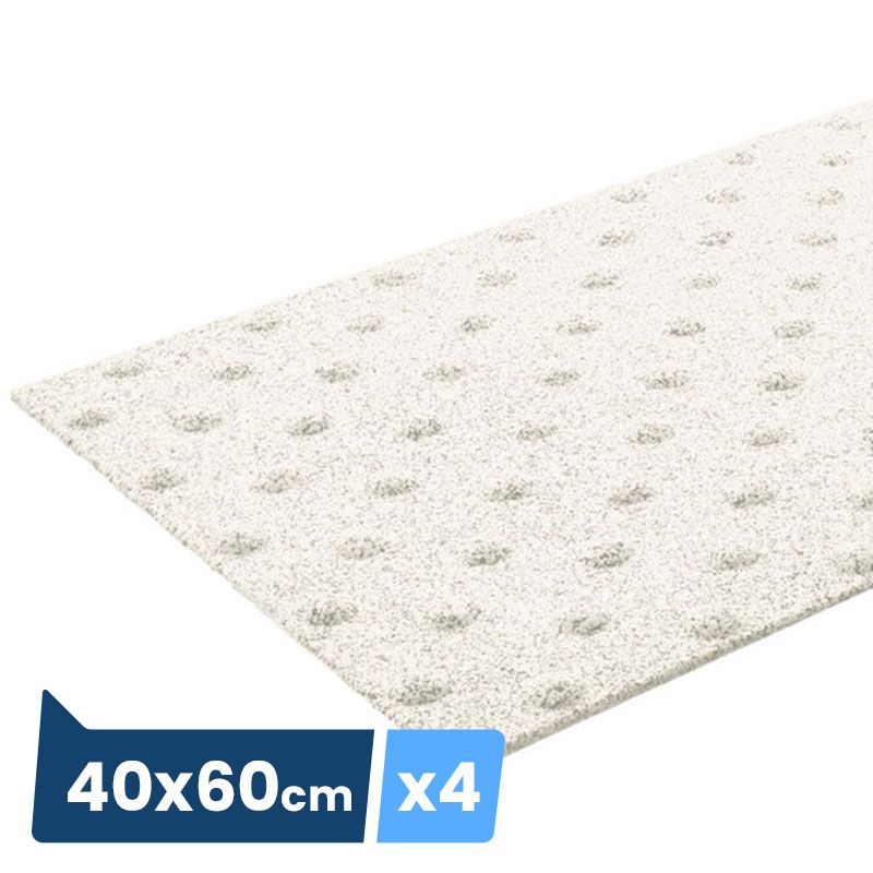 Bande podotactile extérieure, résine méthacrylate et granulats. 40×60cm A coller x 4 blanc
