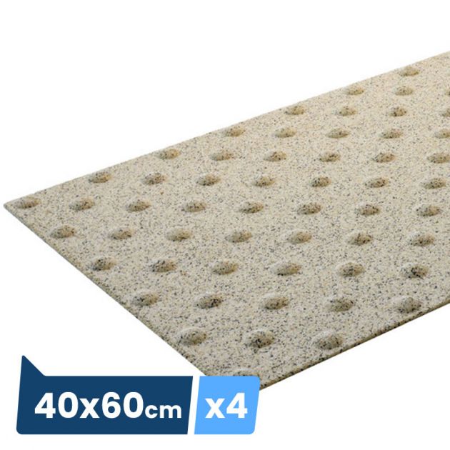 Bande podotactile extérieure, résine méthacrylate et granulats. 40×60cm A coller x 4 beige