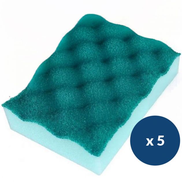 Éponge double face à récurer HACCP - lot de 5 vert