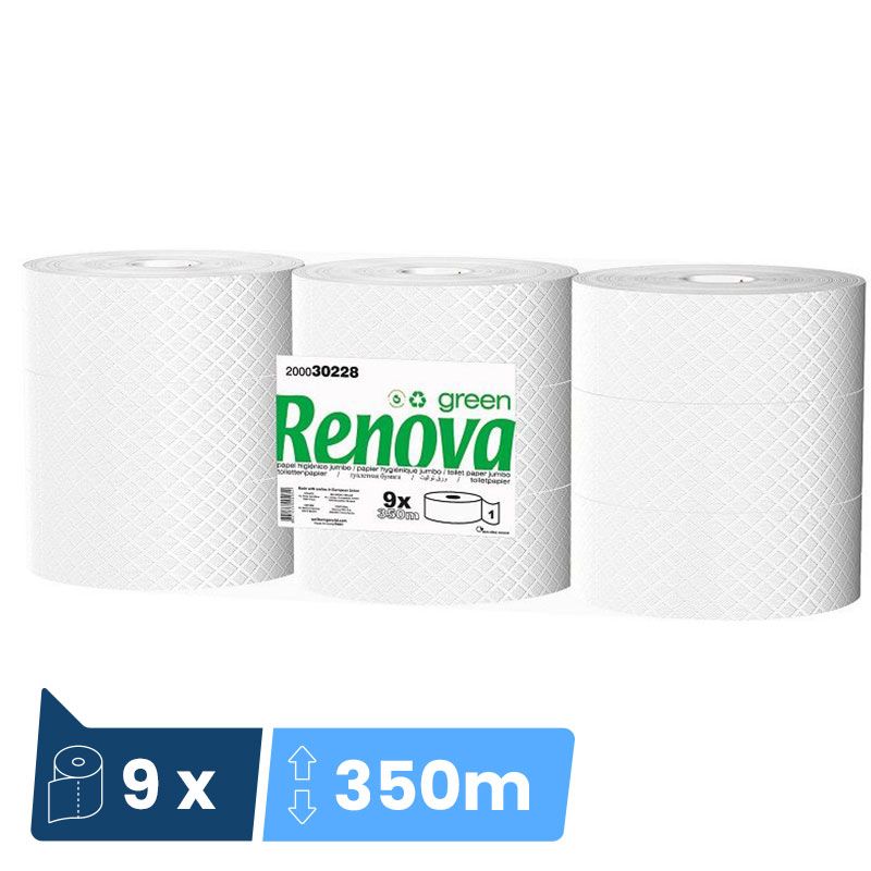 Papier toilette maxi jumbo ecolabel RenovaGreen 350 m - colis de 9 bobines