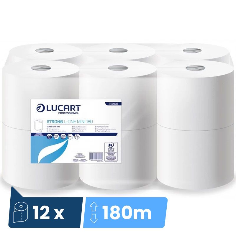 Papier toilette 2 plis Lucart L One mini 12 bobines Jumbo