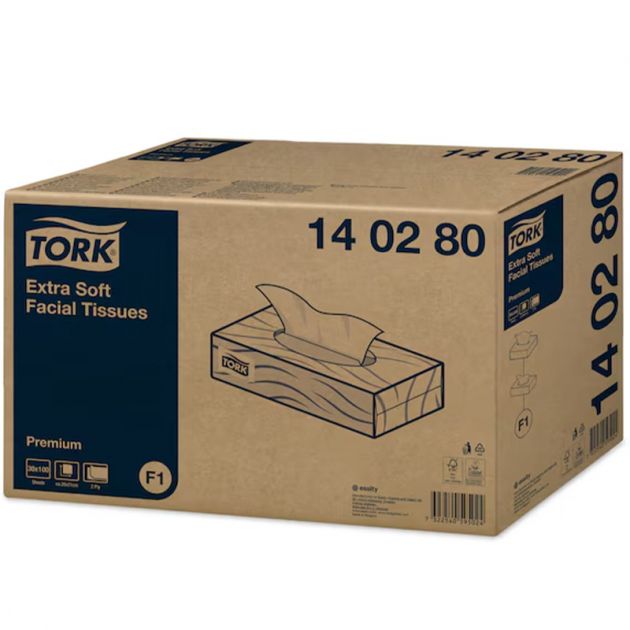 Boite de 100 mouchoirs papier Tork Premium carton