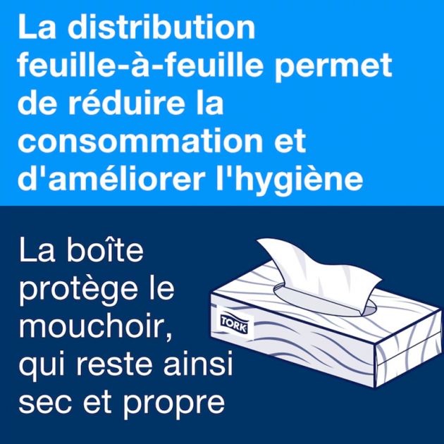 Boite de 100 mouchoirs papier Tork Premium texte