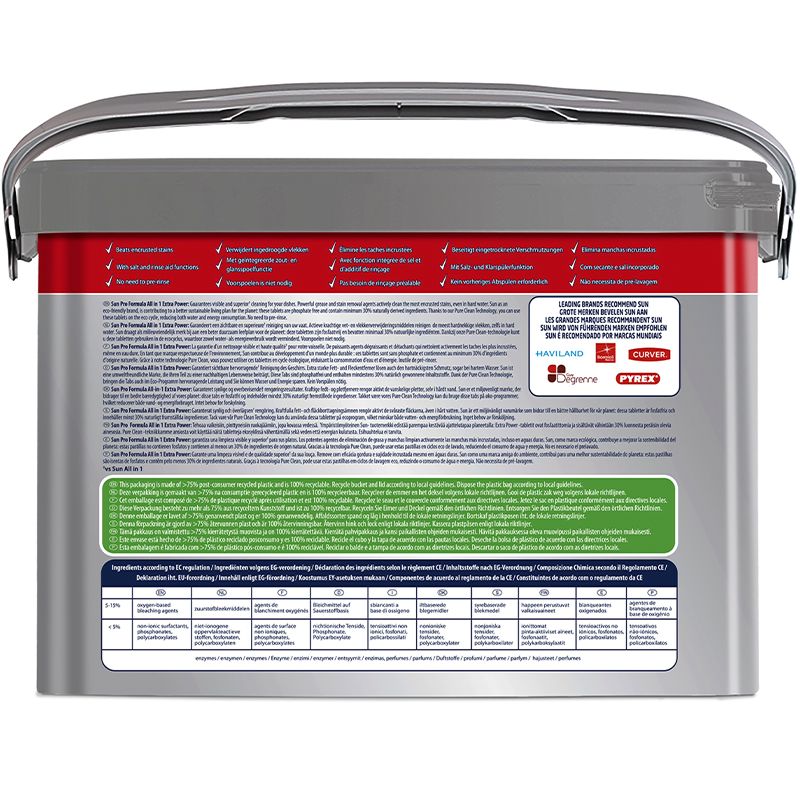 Sun Pro Formula tablettes All in 1 Extra Power - Tablettes lave-vaisselle tout en 1 ultra dégraissantes dos Sun Pro Formula tablettes All in 1 Extra Power - Tablettes lave-vaisselle tout en 1 ultra dégraissantes dos