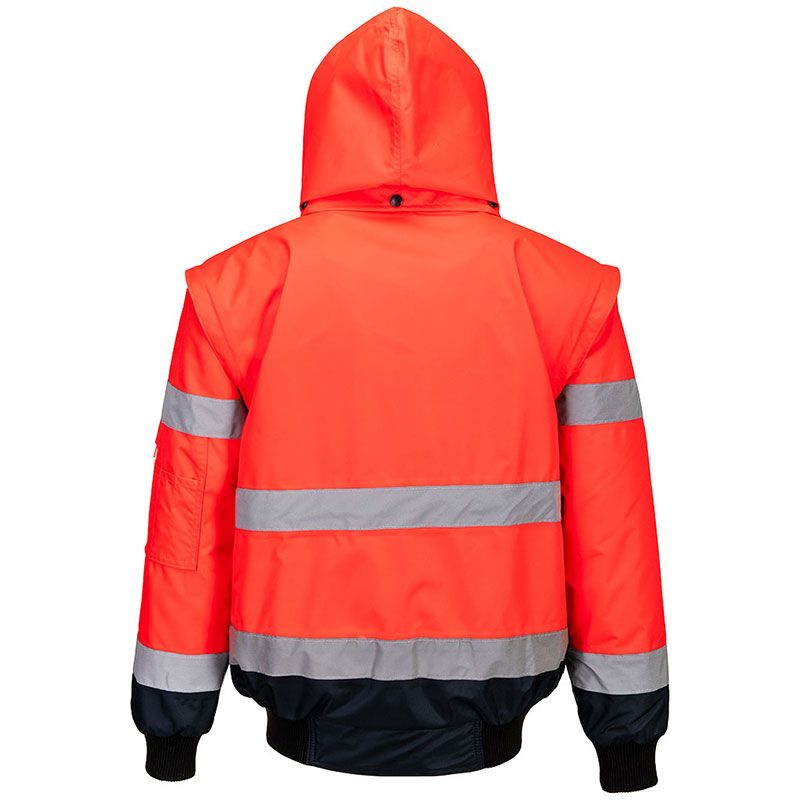 Blouson Bomber3-en-1 Haute Visibilité Bicolore rouge et bleu