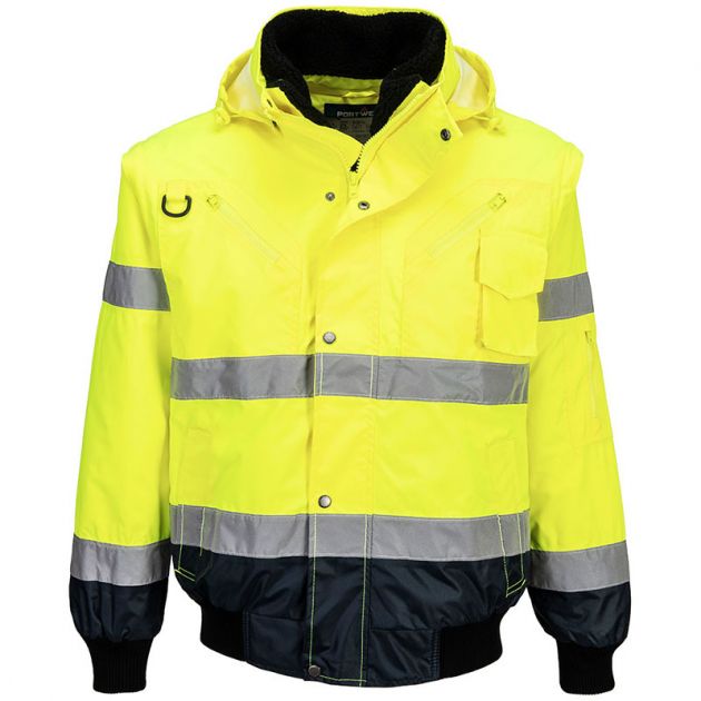 Blouson Bomber3-en-1 Haute Visibilité Bicolore jaune bleu marine