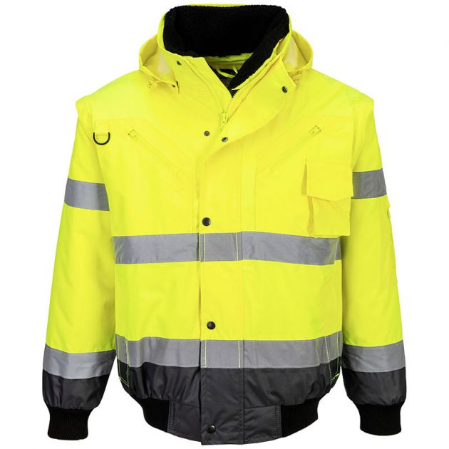 Blouson Bomber3-en-1 Haute Visibilité Bicolore jaune gris