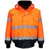 Blouson Bomber3-en-1 Haute Visibilité Bicolore orange et bleu