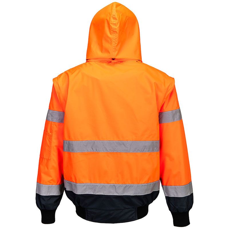 Blouson Bomber3-en-1 Haute Visibilité Bicolore orange et bleu