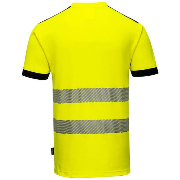 T-Shirt de travail jaune haute visibilité PW3 noir