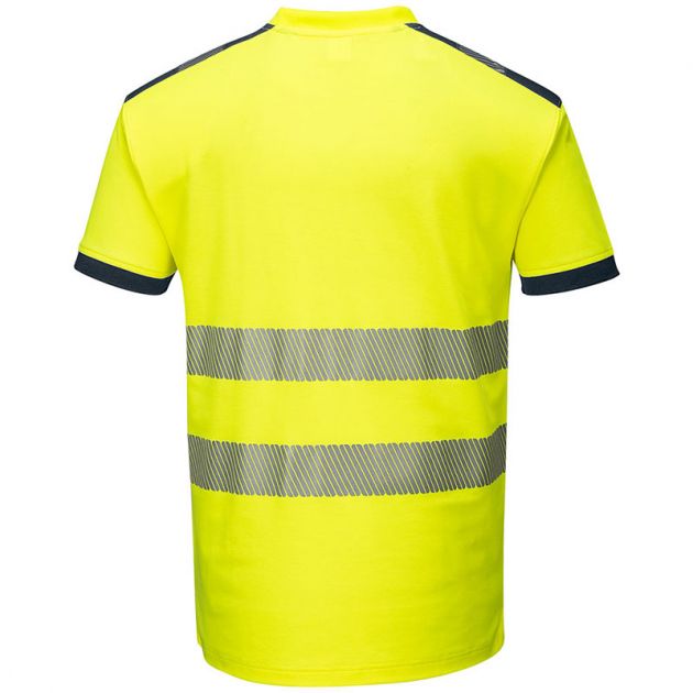 T-Shirt de travail jaune haute visibilité PW3 bleu
