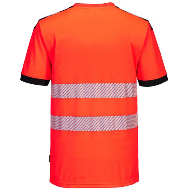 T-Shirt de travail rouge et noir haute visibilité PW3