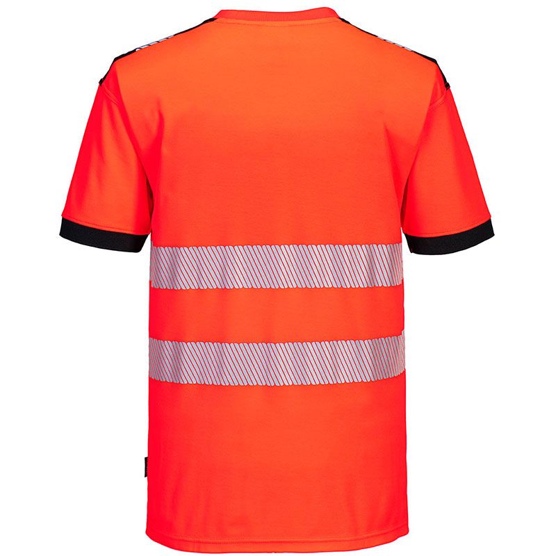 T-Shirt de travail rouge et noir haute visibilité PW3