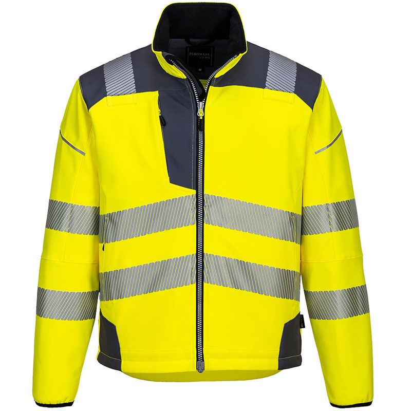 Veste de travail softshell haute visibilité jaune PW3 gris