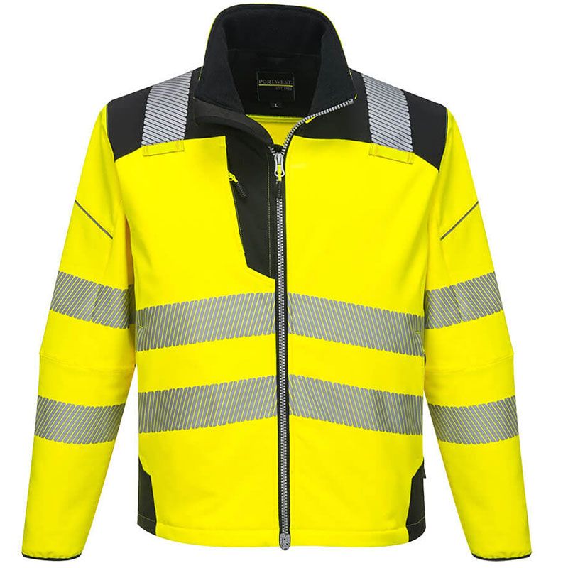 Veste de travail softshell haute visibilité jaune PW3 noir