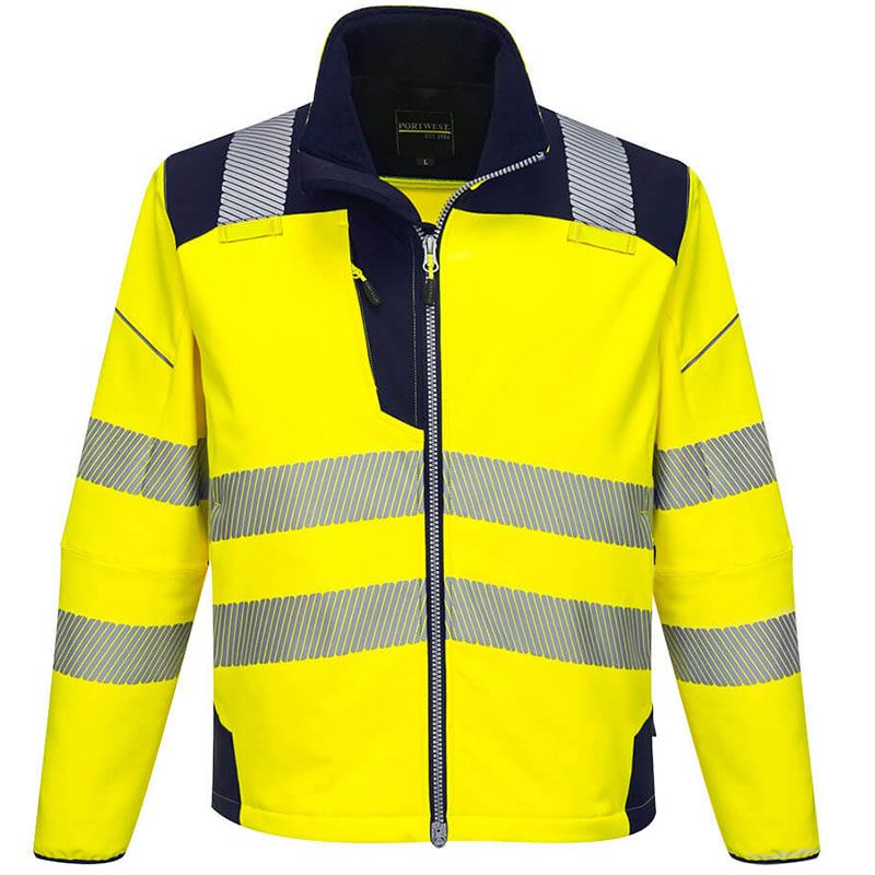 Veste de travail softshell haute visibilité jaune PW3 bleu marine