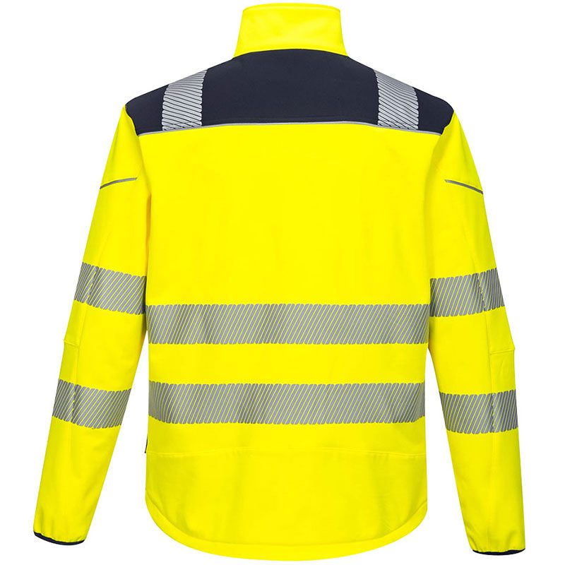 Veste de travail softshell haute visibilité jaune PW3 bleu marine