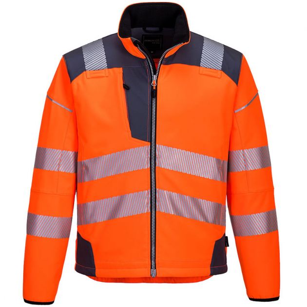 Veste de travail softshell haute visibilité orange PW3 gris
